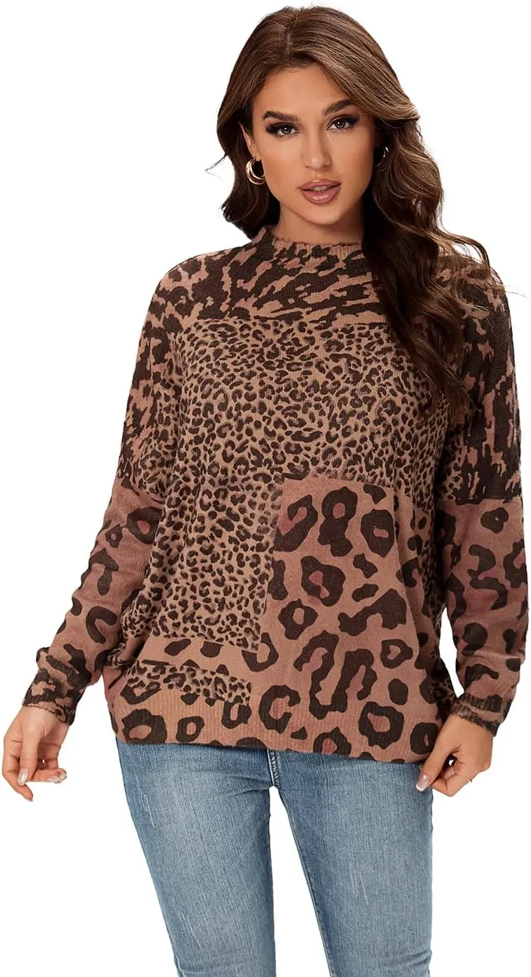 Womens Christmas Sweater Graphic Oversized Pullover Sweaters Casual Loose Long Sleeve Knit Sweater for Women