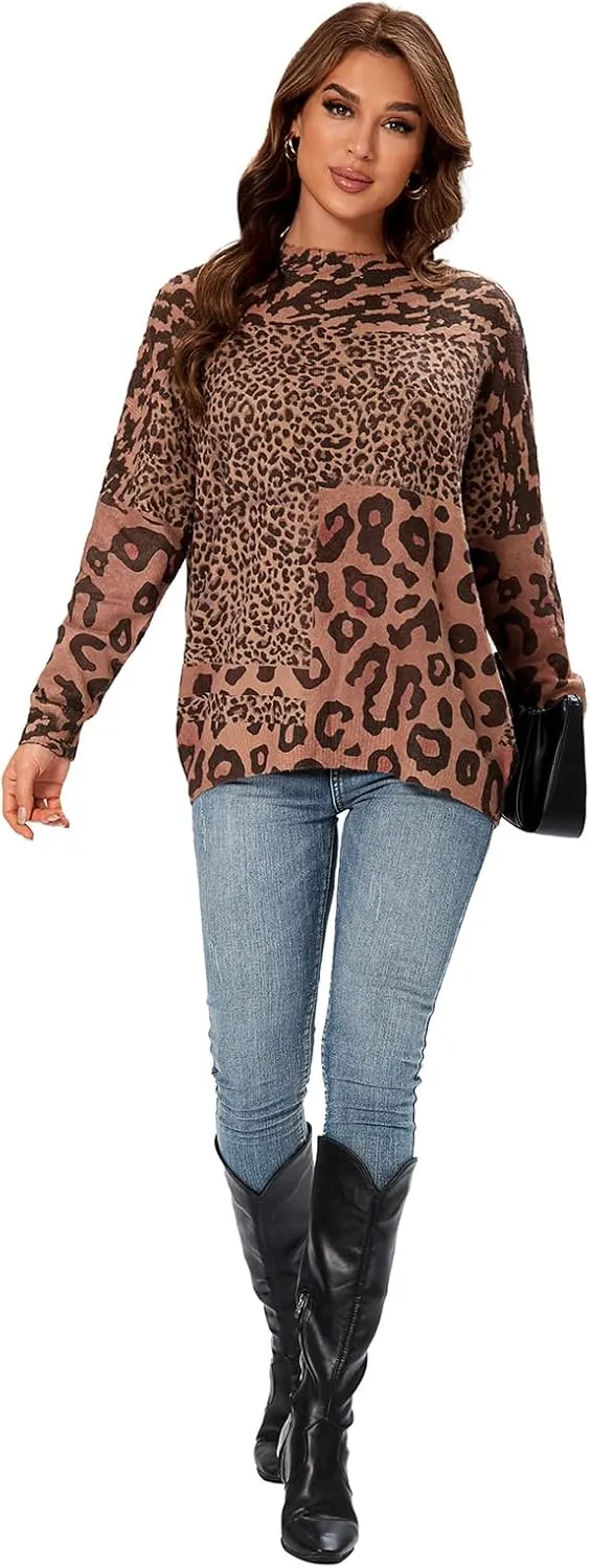 Womens Christmas Sweater Graphic Oversized Pullover Sweaters Casual Loose Long Sleeve Knit Sweater for Women