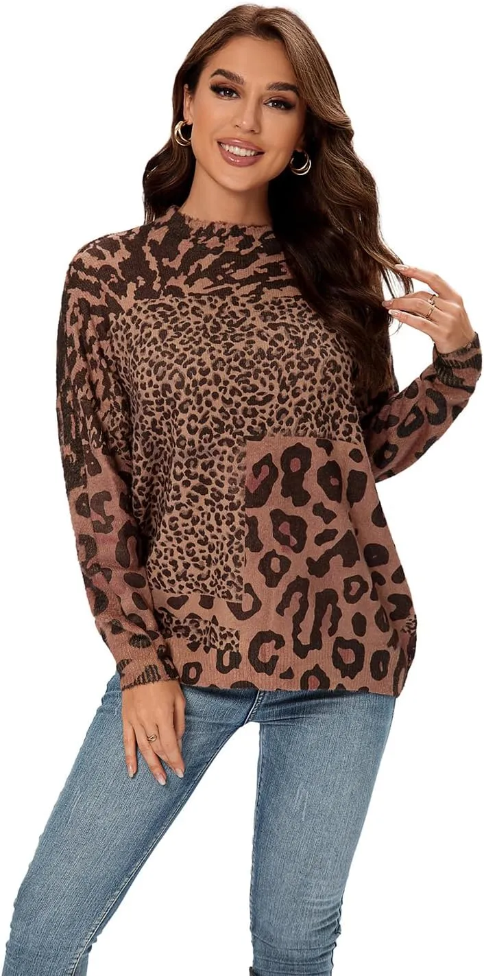 Womens Christmas Sweater Graphic Oversized Pullover Sweaters Casual Loose Long Sleeve Knit Sweater for Women