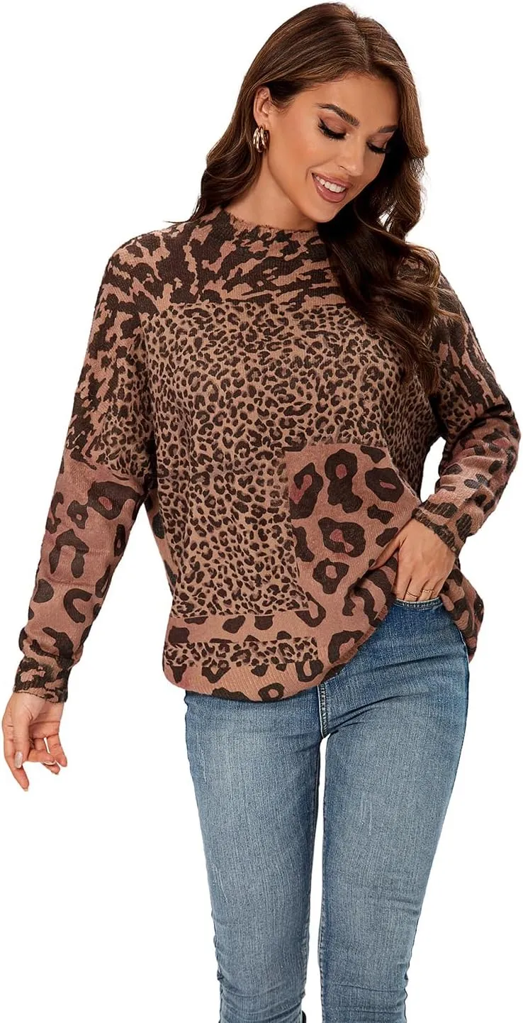 Womens Christmas Sweater Graphic Oversized Pullover Sweaters Casual Loose Long Sleeve Knit Sweater for Women