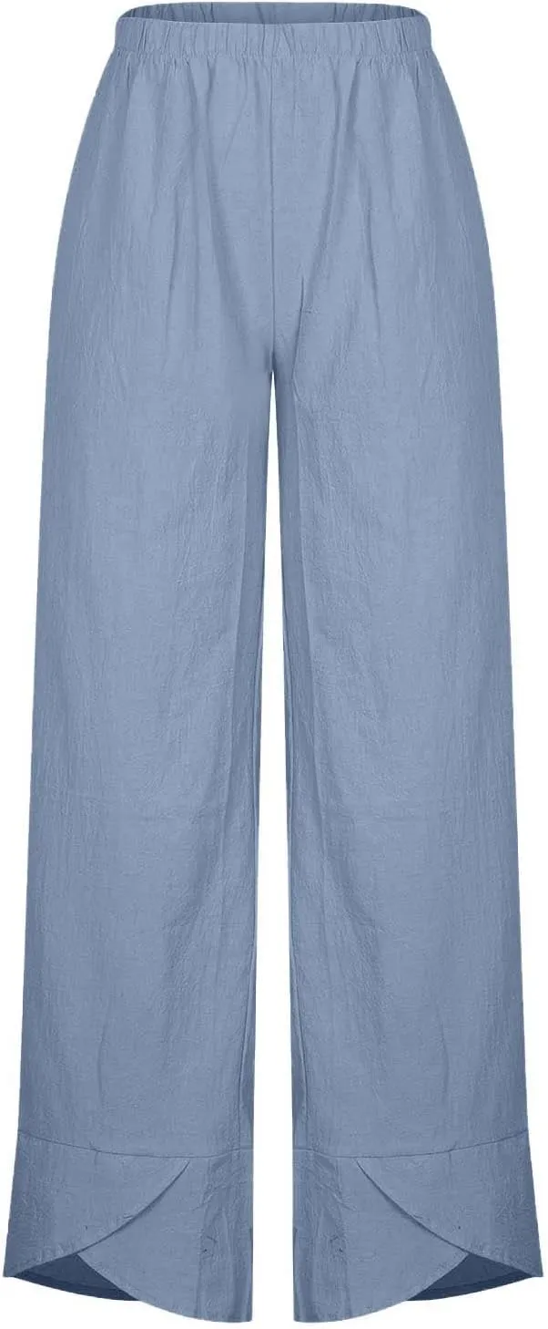Women's Cotton Linen Capri Pants Soft Casual Loose Fit Workout Sweatpants Trousers with Pockets Summer Lounge Pants