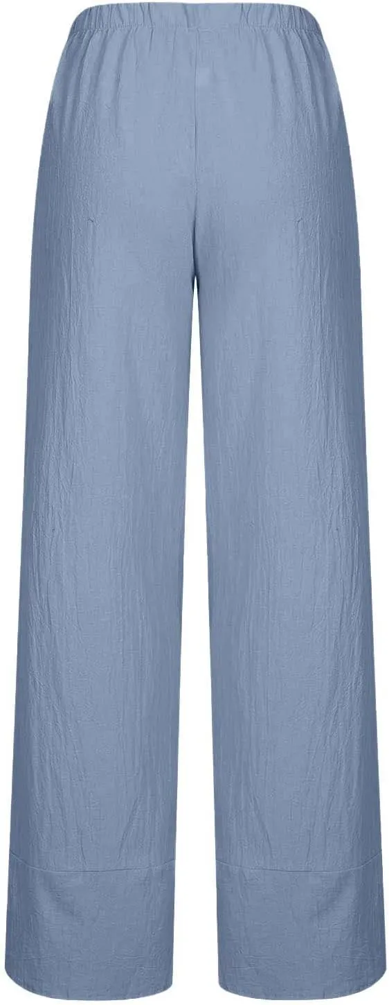 Women's Cotton Linen Capri Pants Soft Casual Loose Fit Workout Sweatpants Trousers with Pockets Summer Lounge Pants
