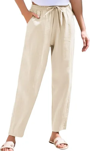 Womens Dress Pants Golf,Dress Sweatpants Women Plus Size Low Rise Cotton Linen Baggy Wide Leg Trousers