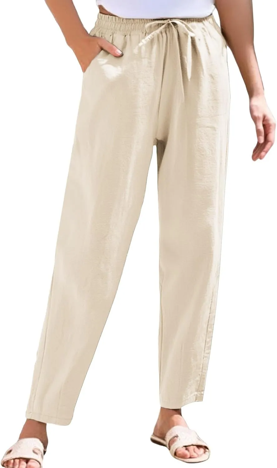 Womens Dress Pants Golf,Dress Sweatpants Women Plus Size Low Rise Cotton Linen Baggy Wide Leg Trousers