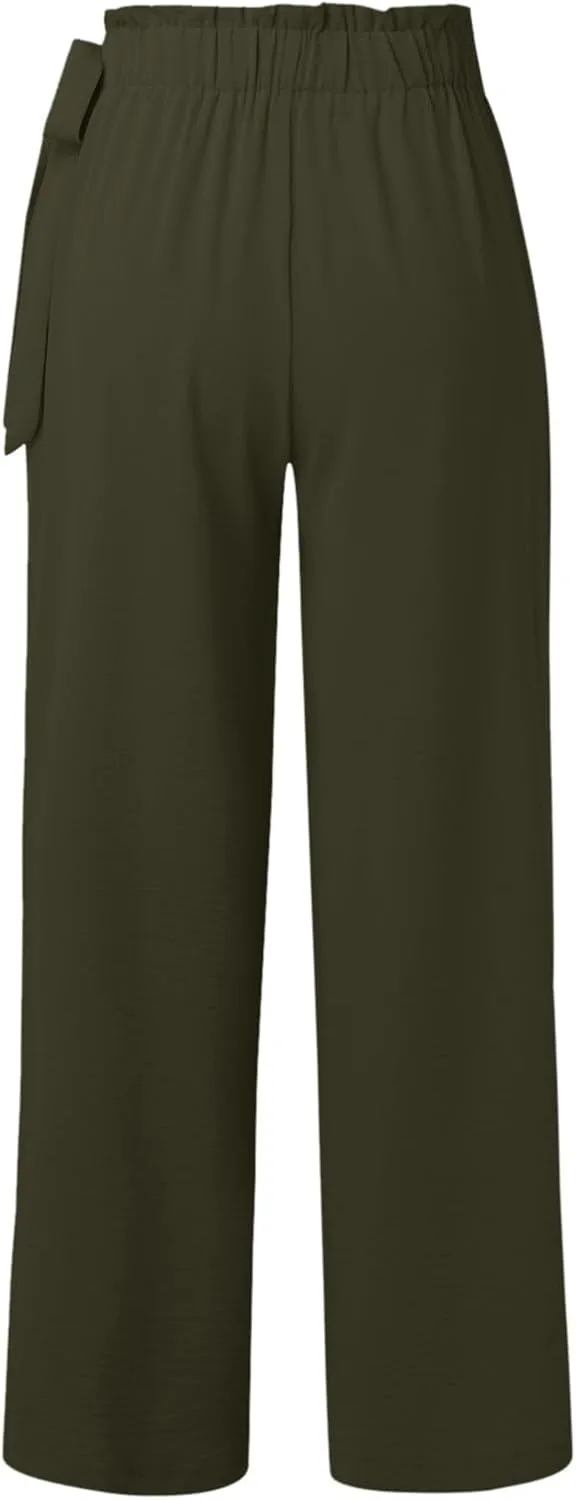Womens Dress Pants Trousers Straight Leg Summer Low Rise Linen Cotton, Womens Pants Trendy Work Plus Size