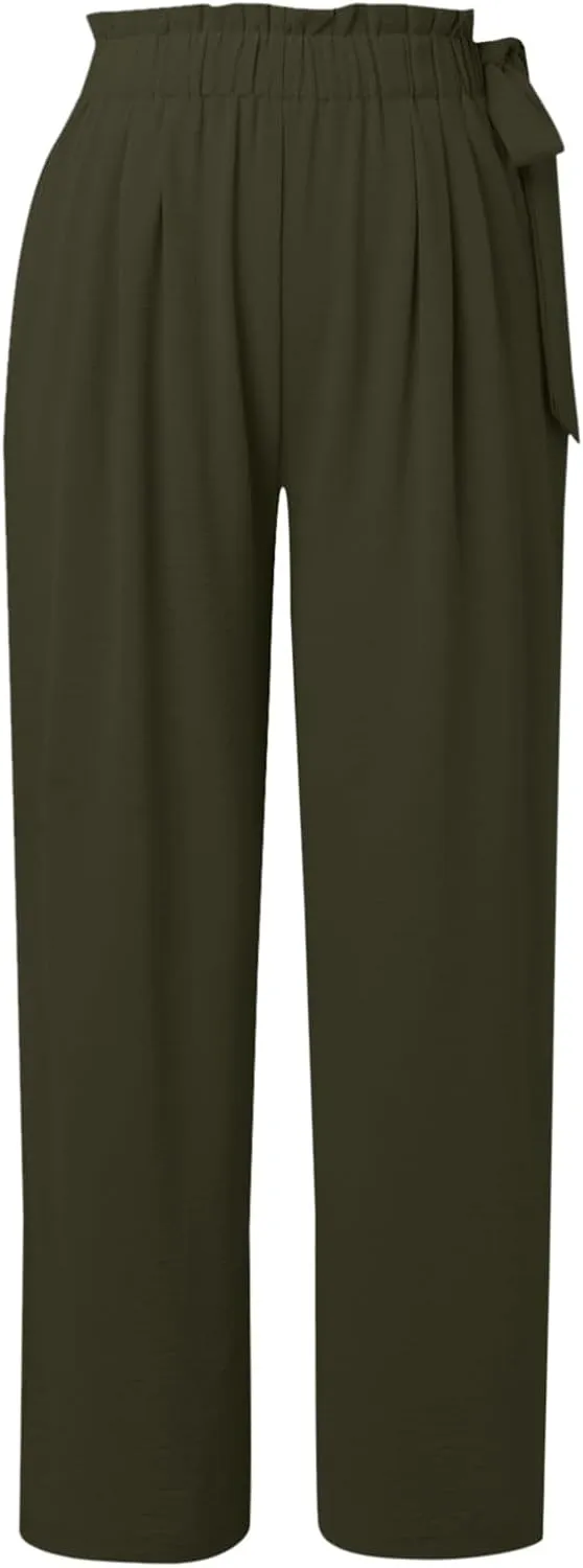 Womens Dress Pants Trousers Straight Leg Summer Low Rise Linen Cotton, Womens Pants Trendy Work Plus Size
