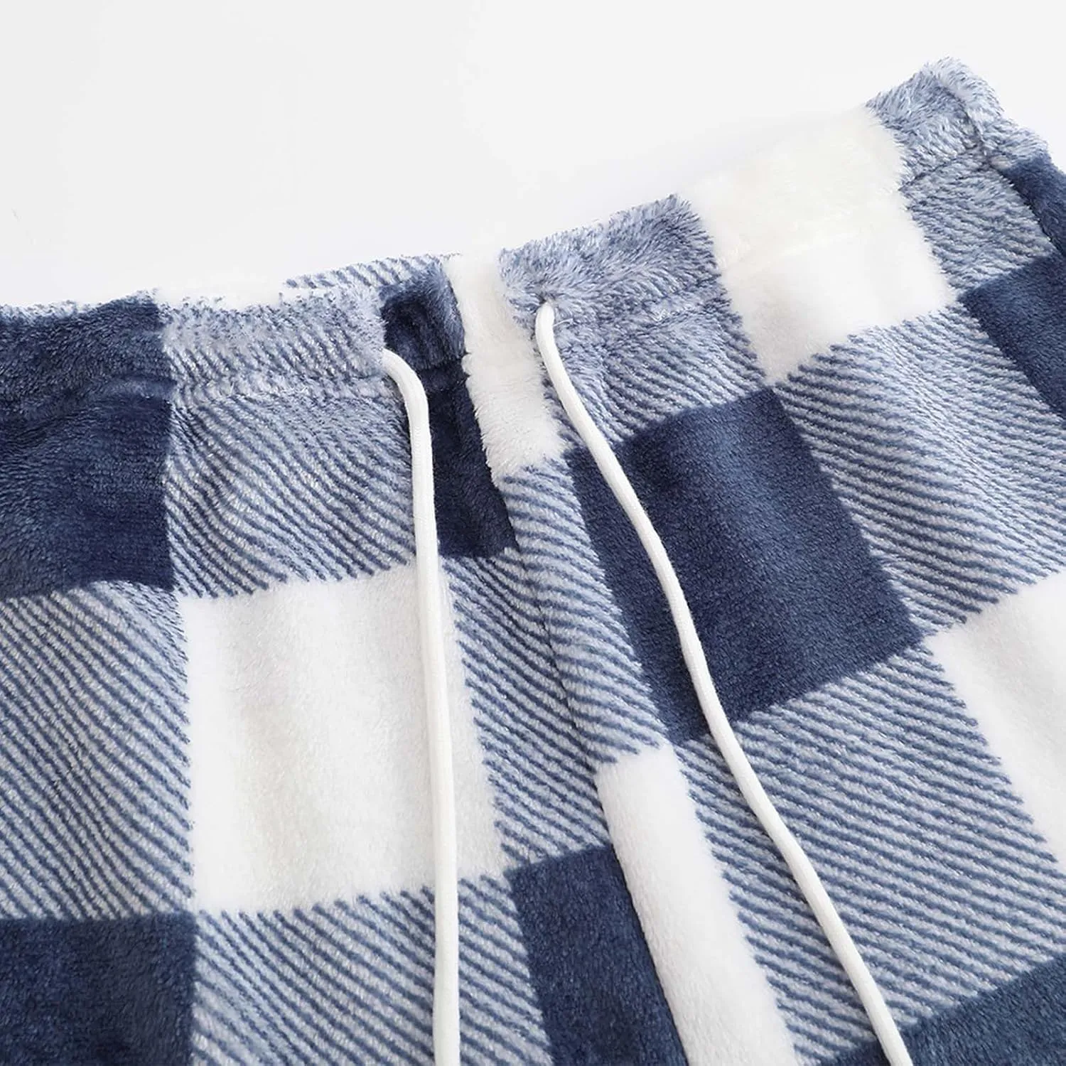 Women's Flannel Shorts Fashion Plaid Printed Lace up Waist Plush Sleepwear Bottoms Loose Casual Pajamas Short Pant