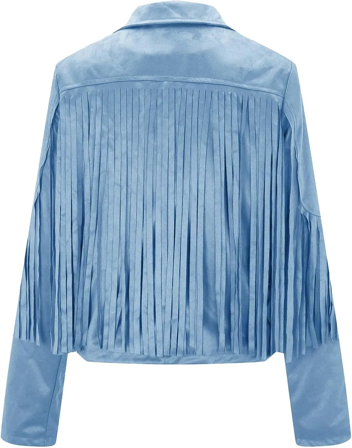 Women's Fringe Faux Suede Leather Jackets Open Front Fashion Tassel Cropped Coat Western Cowboy Jacket Hippie Clothes