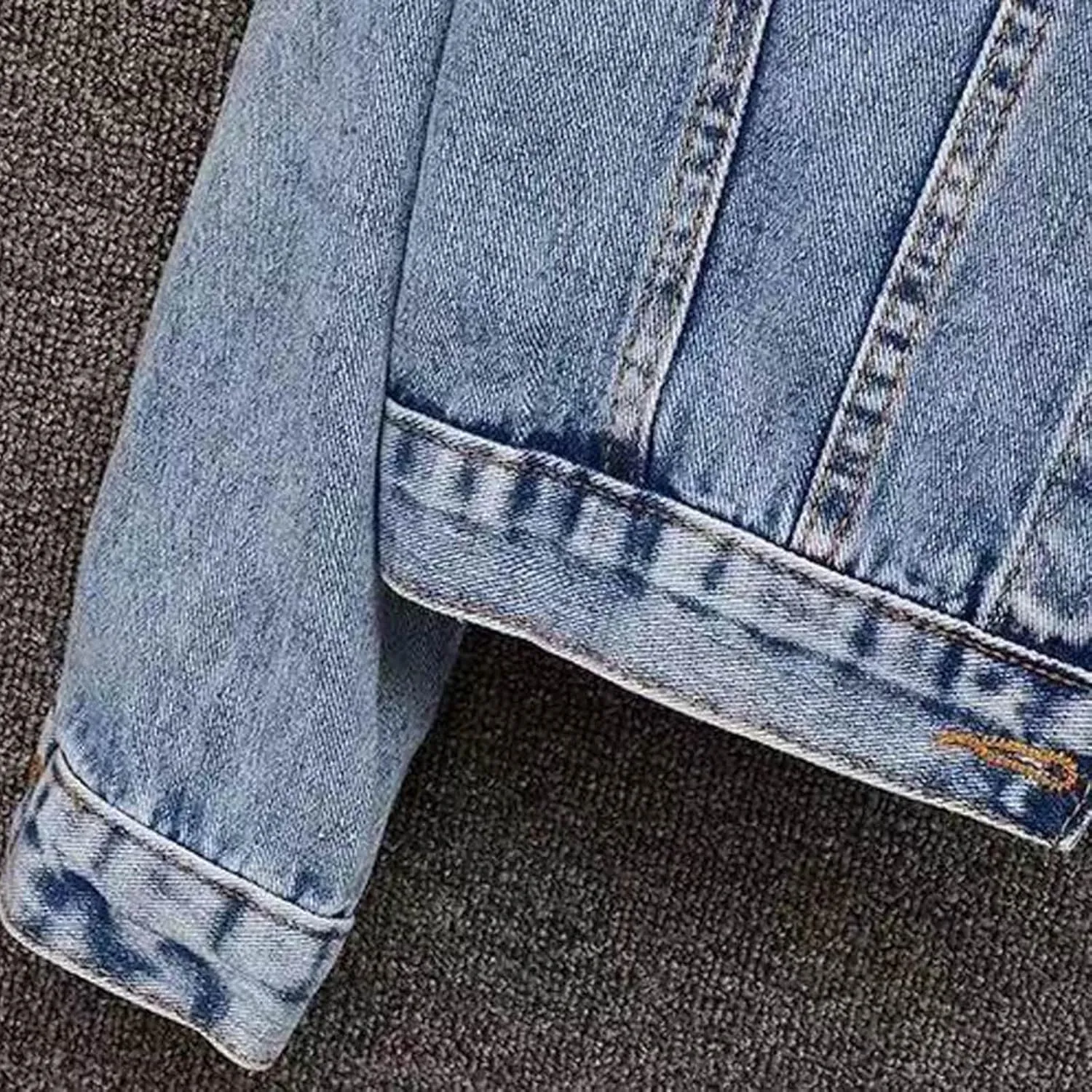 Women's Large Denim Jacket Embroidered Pearl Beaded Denim Jacket Coat Jean Jacket Short Sleeve