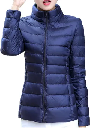 Women's Lightweight Packable Down Jacket Quilted Puffer Coat Plus Size Winter Warm Puffy Jackets with Stand Collar