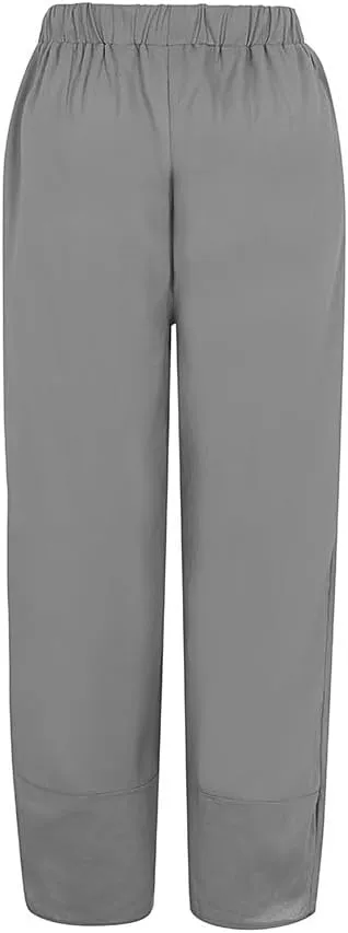 Womens Linen Pants 2025 Summer Casual Loose Waist Long Solid Cotton Pants Cotton Linen Lounge Beach Summer Pants
