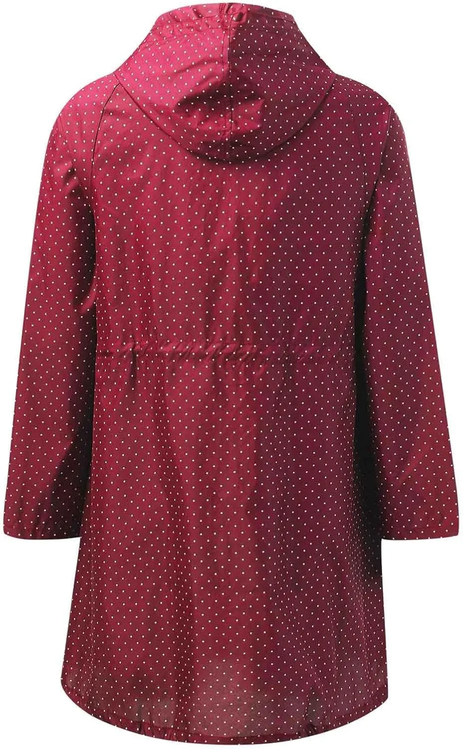 Womens Packable Rain Jacket Waterproof Long Trench Coats with Hood Polka Dot Hooded Raincoat Lightweight Windbreaker