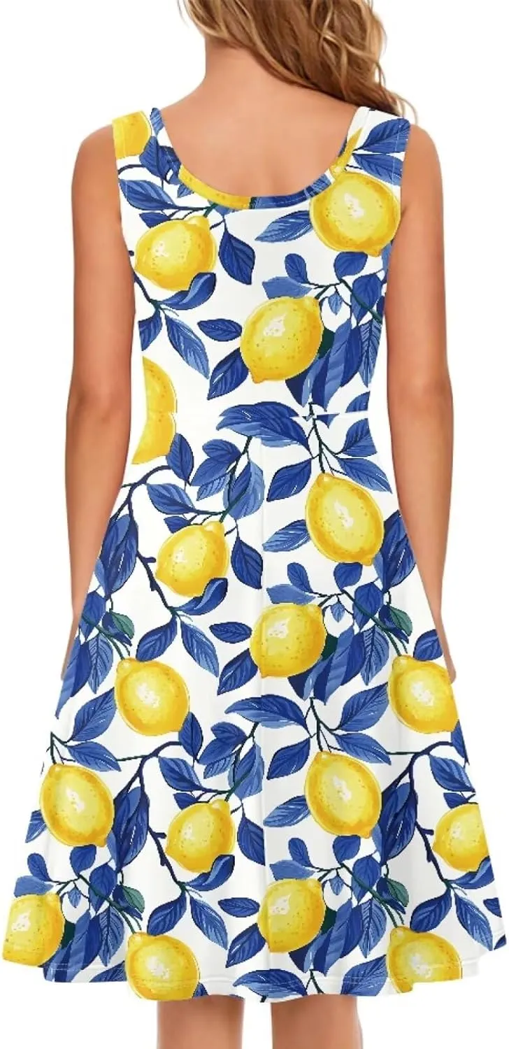 Womens Plus Size Summer Dresses Halter High Waist Sleeveless Casual Midi Dress XS-4XL