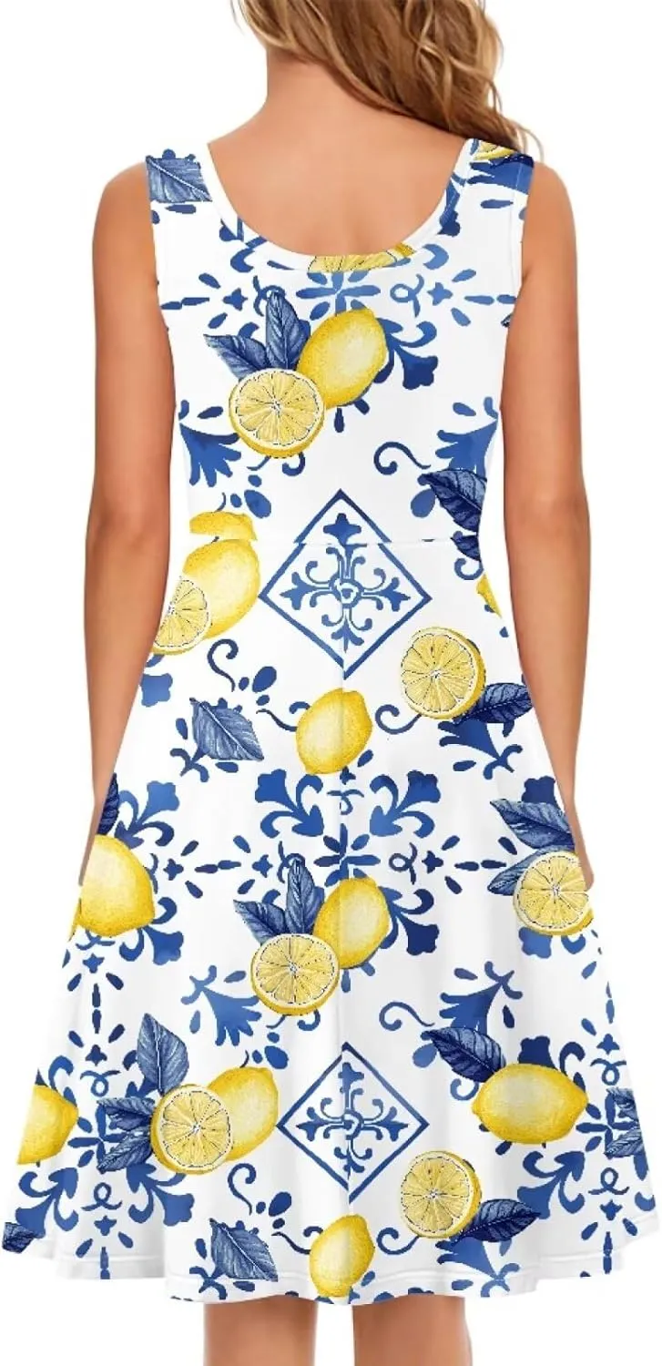 Womens Plus Size Summer Dresses Halter High Waist Sleeveless Casual Midi Dress XS-4XL
