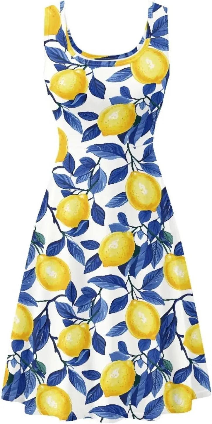 Womens Plus Size Summer Dresses Halter High Waist Sleeveless Casual Midi Dress XS-4XL