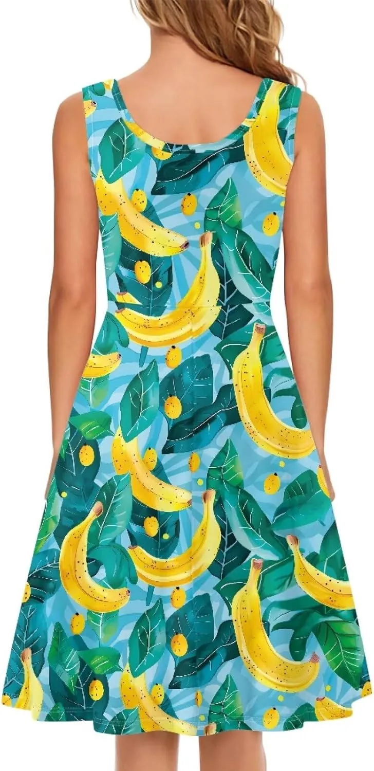 Womens Plus Size Summer Dresses Halter High Waist Sleeveless Casual Midi Dress XS-4XL