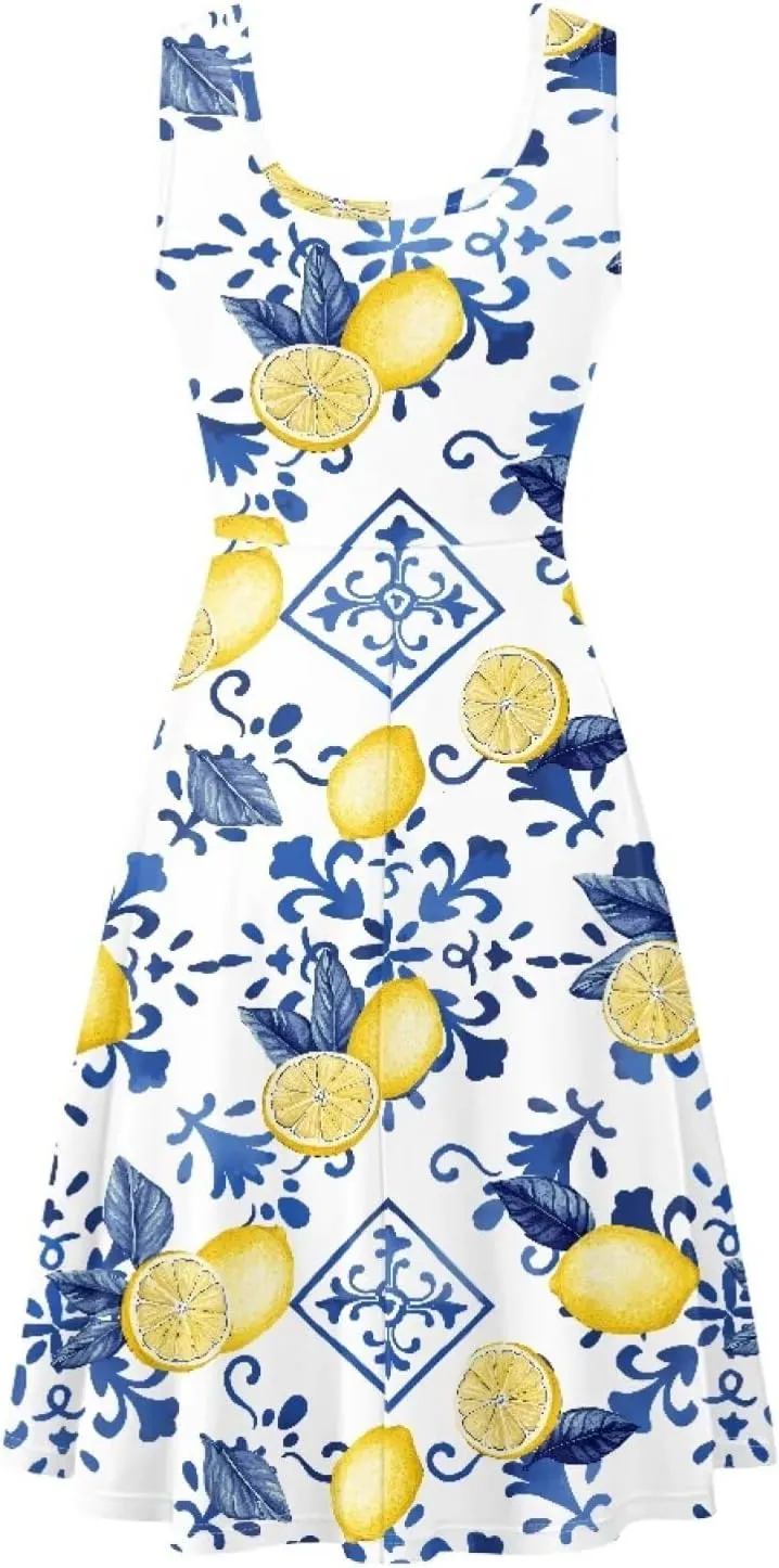 Womens Plus Size Summer Dresses Halter High Waist Sleeveless Casual Midi Dress XS-4XL