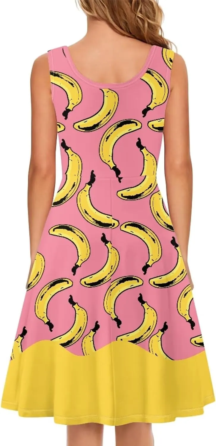 Womens Plus Size Summer Dresses Halter High Waist Sleeveless Casual Midi Dress XS-4XL