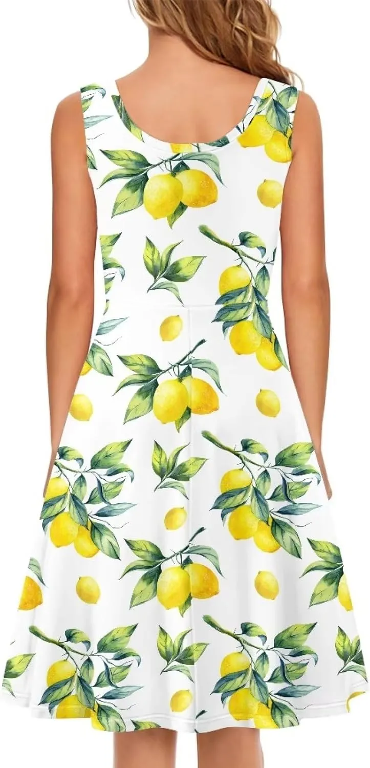 Womens Plus Size Summer Dresses Halter High Waist Sleeveless Casual Midi Dress XS-4XL
