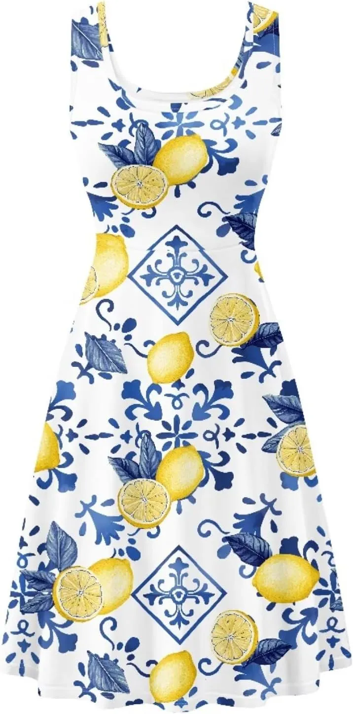 Womens Plus Size Summer Dresses Halter High Waist Sleeveless Casual Midi Dress XS-4XL