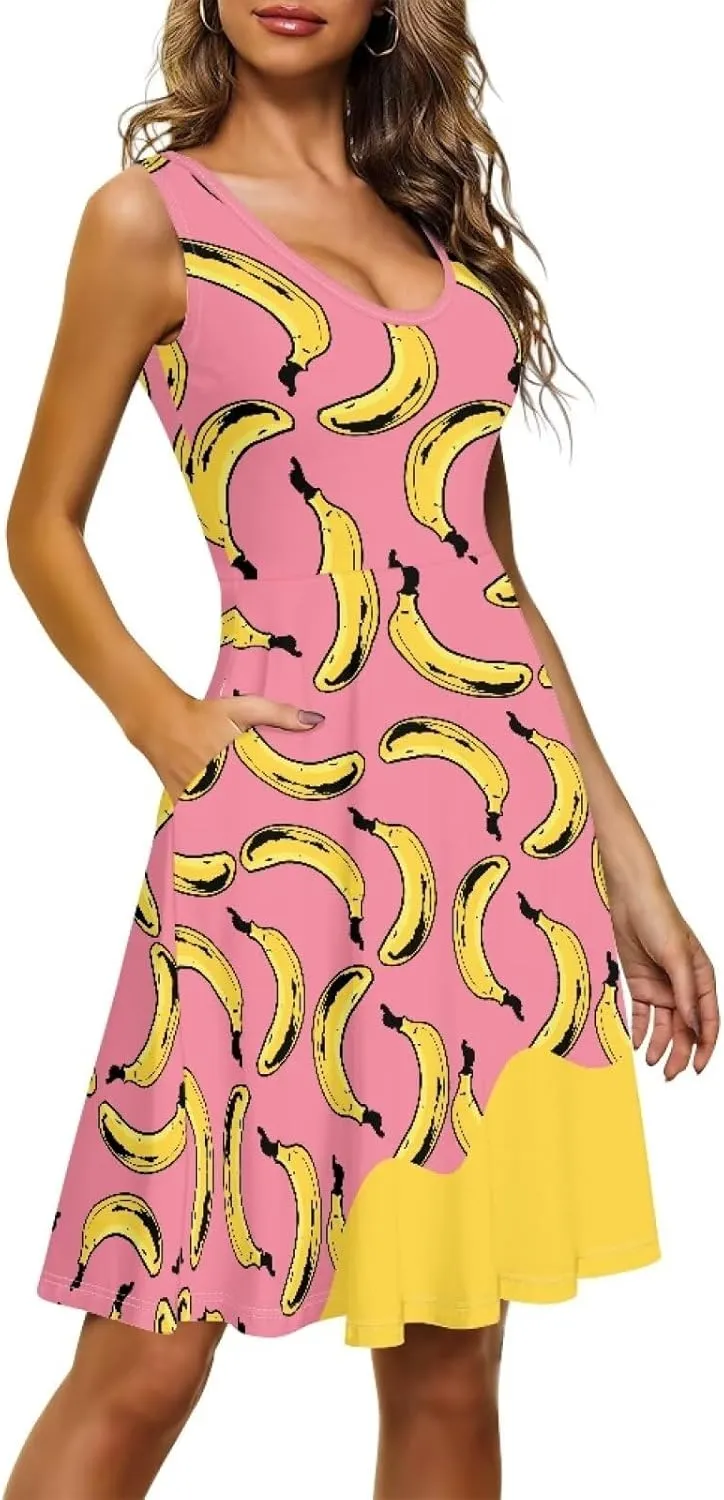 Womens Plus Size Summer Dresses Halter High Waist Sleeveless Casual Midi Dress XS-4XL