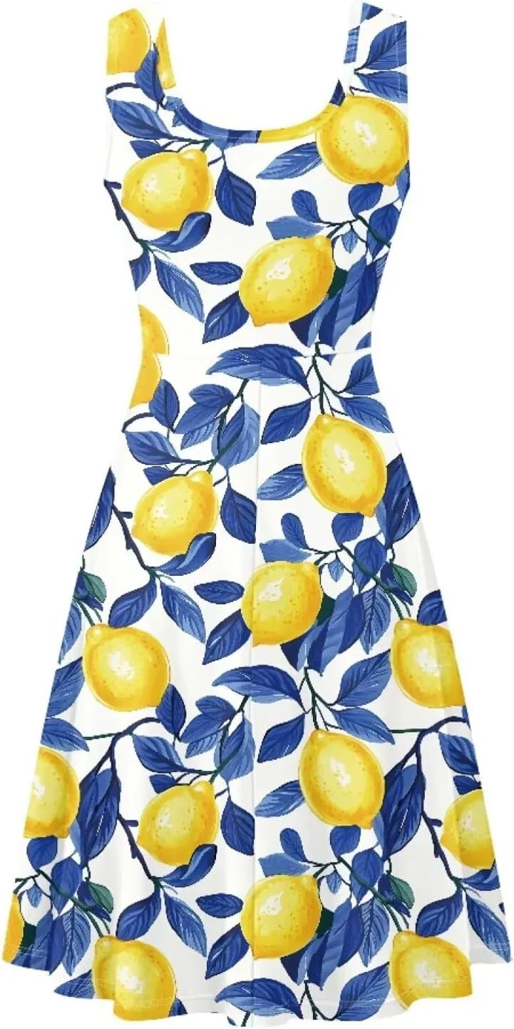 Womens Plus Size Summer Dresses Halter High Waist Sleeveless Casual Midi Dress XS-4XL