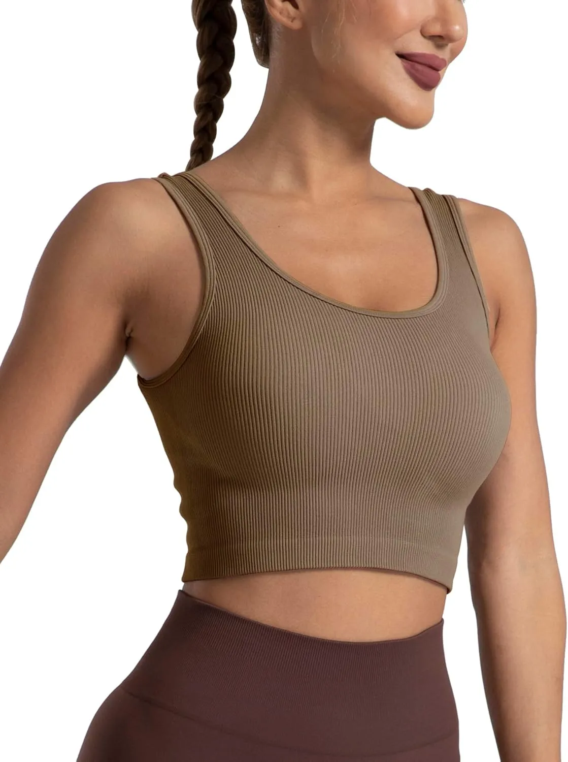 Women's Ribbed Crop Tank Yoga Cropped Top for Workout
