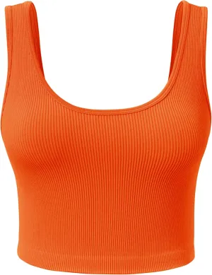 Women's Ribbed Crop Tank Yoga Cropped Top for Workout