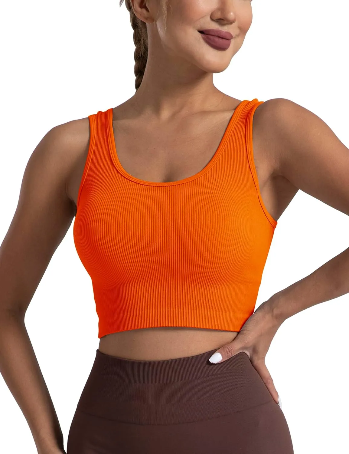 Women's Ribbed Crop Tank Yoga Cropped Top for Workout
