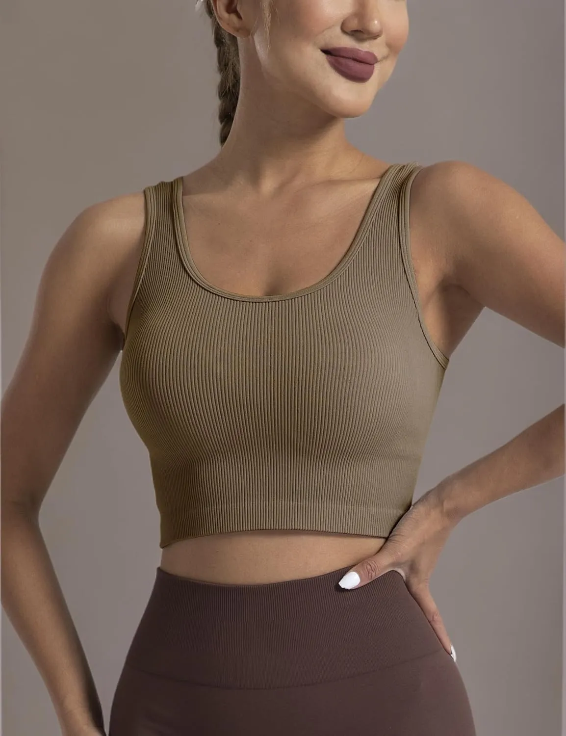 Women's Ribbed Crop Tank Yoga Cropped Top for Workout