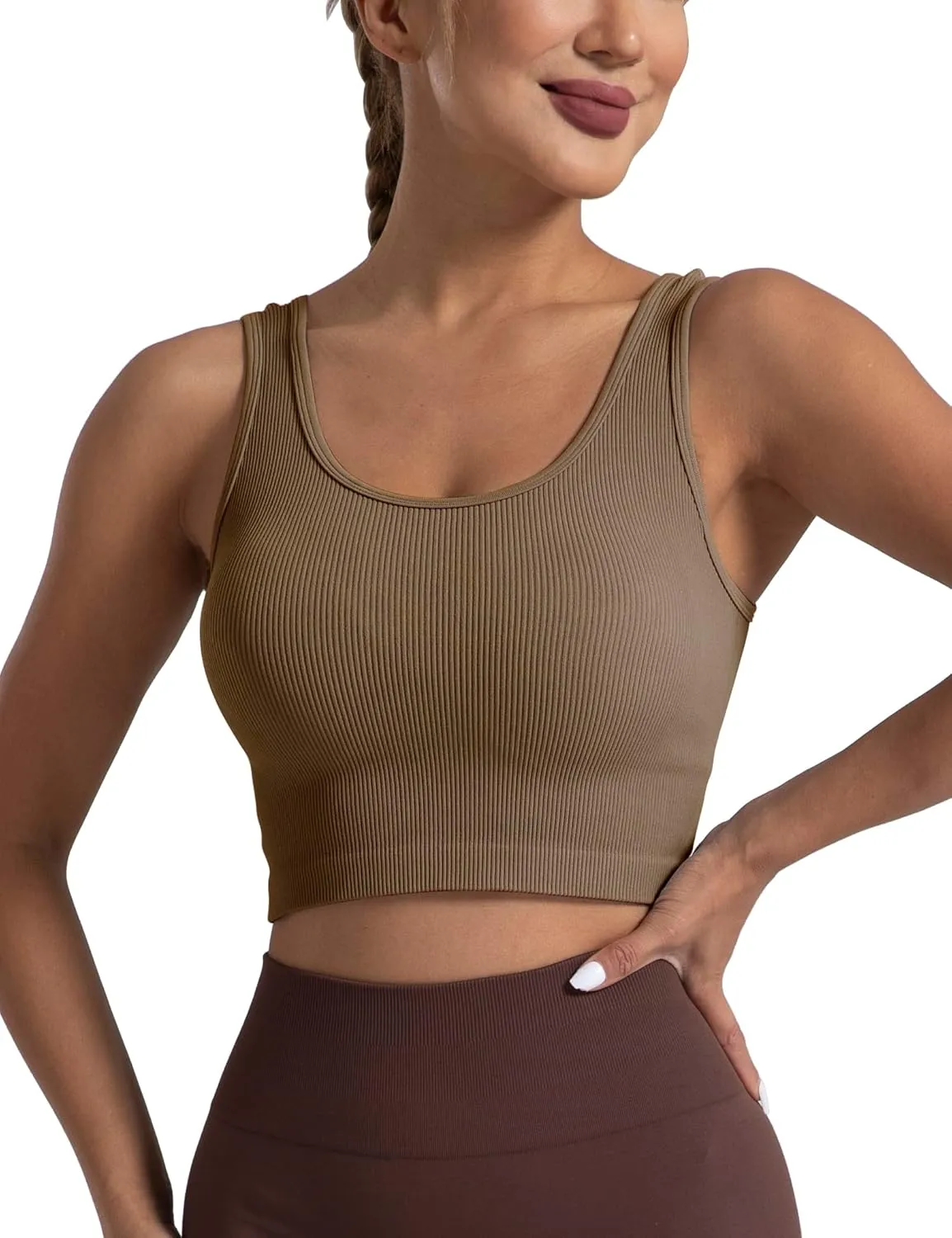 Women's Ribbed Crop Tank Yoga Cropped Top for Workout