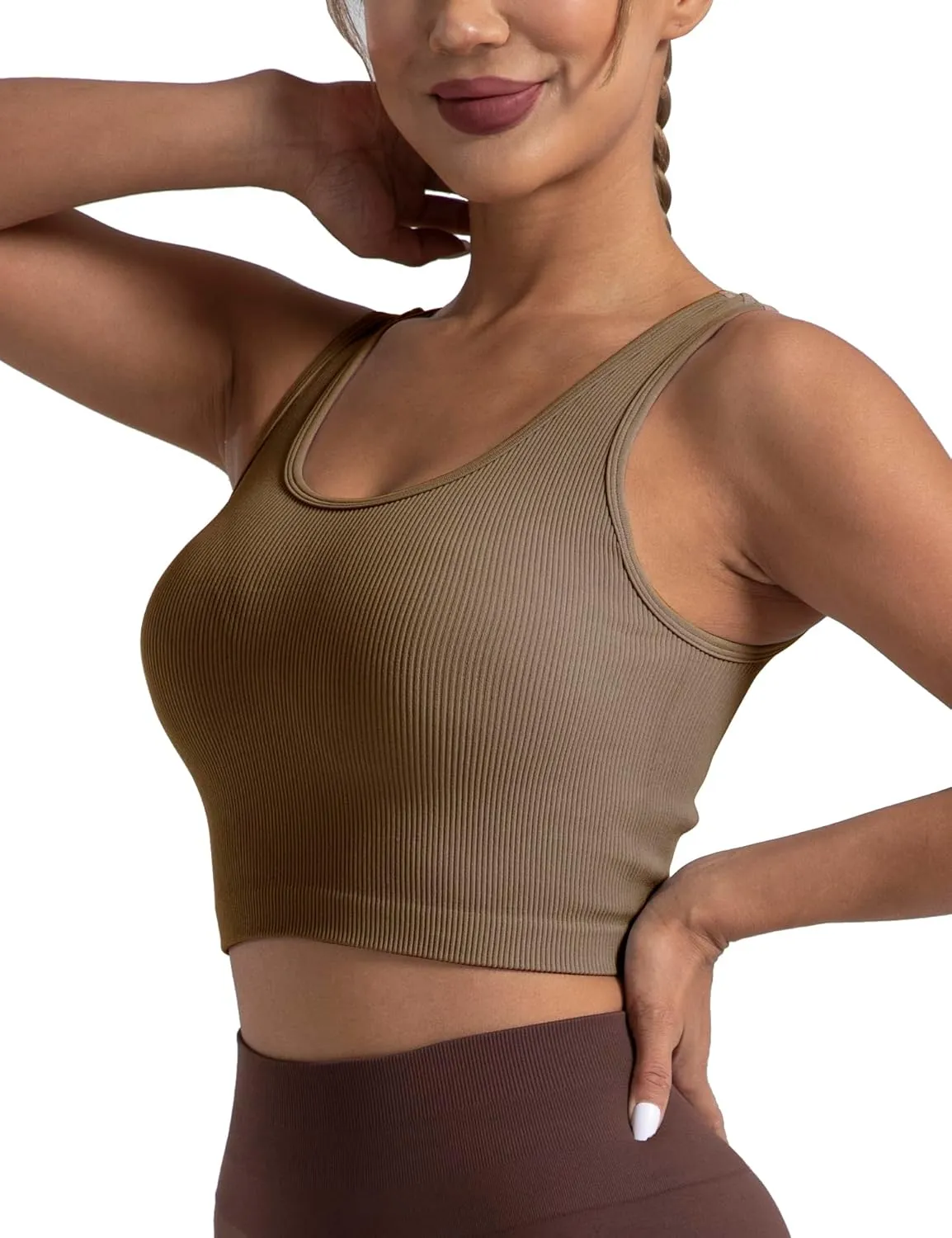 Women's Ribbed Crop Tank Yoga Cropped Top for Workout