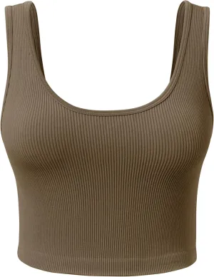 Women's Ribbed Crop Tank Yoga Cropped Top for Workout