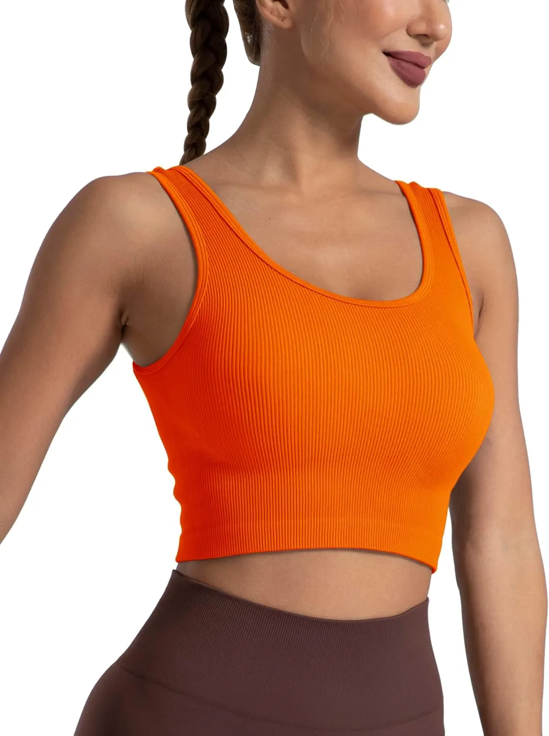 Women's Ribbed Crop Tank Yoga Cropped Top for Workout