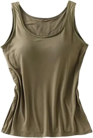 Women's Round Neck Solid Color Casual Padded Camisole Top