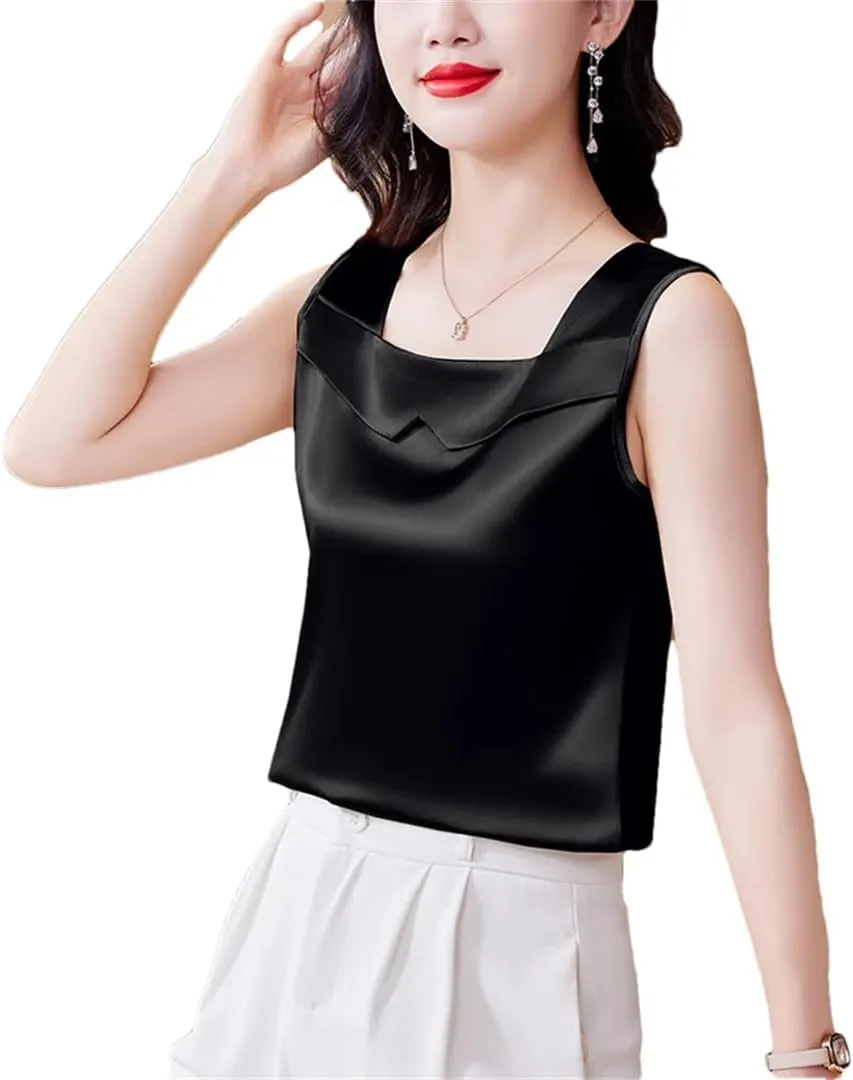 Women's Satin Camisole Tank Top Spring Summer Sleeveless Vest