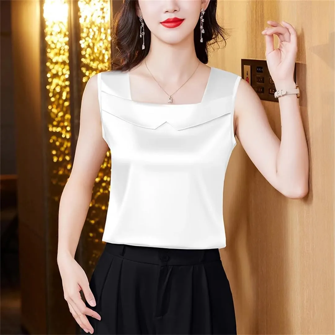 Women's Satin Camisole Tank Top Spring Summer Sleeveless Vest