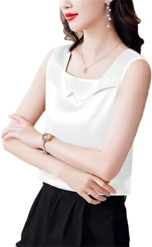 Women's Satin Camisole Tank Top Spring Summer Sleeveless Vest