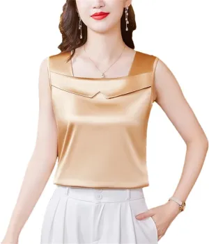 Women's Satin Camisole Tank Top Spring Summer Sleeveless Vest