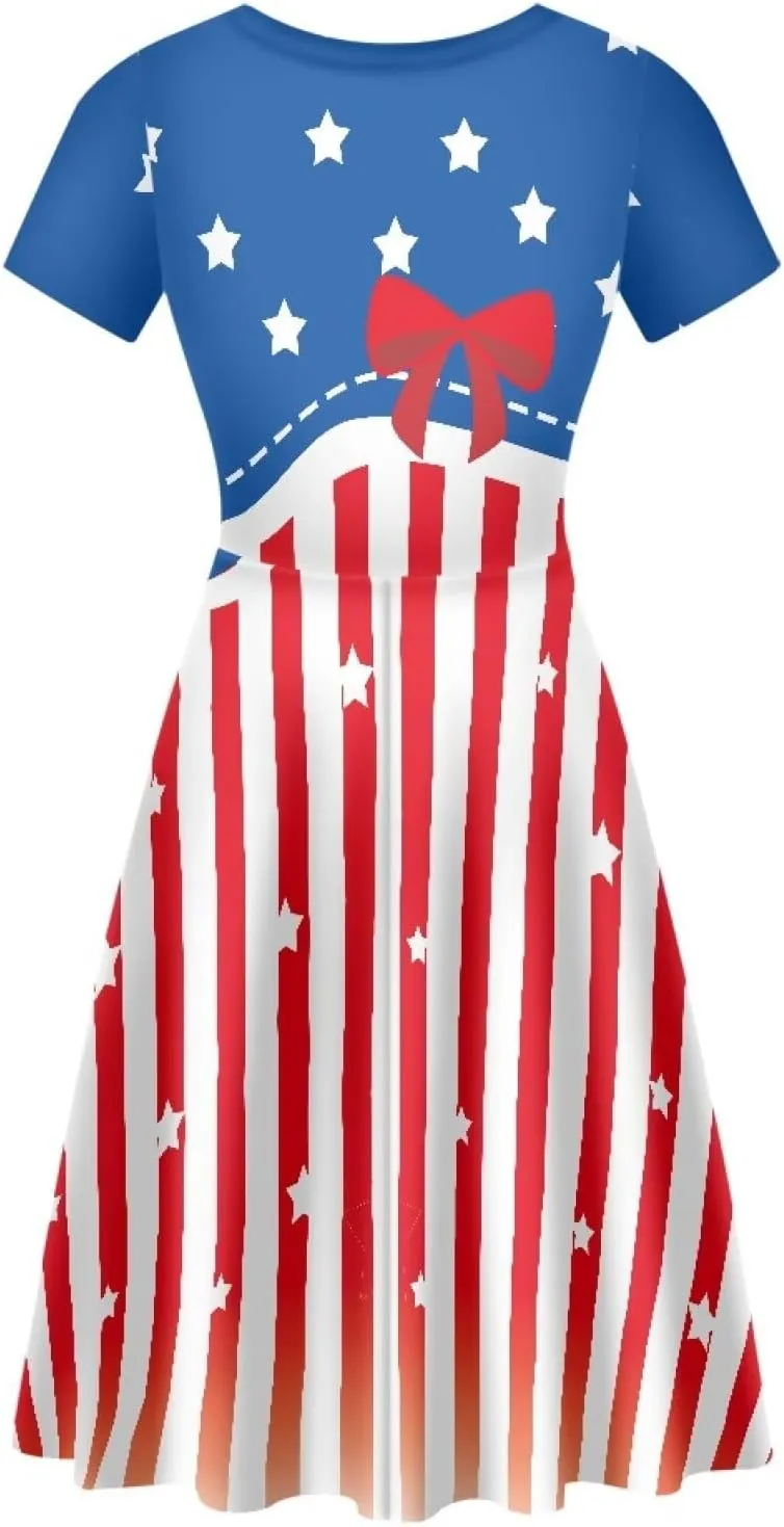Womens Sexy Plus Size Summer Dresses High Waist Short Sleeve Casual Party Beach Prom Party Midi Sundress S-4XL