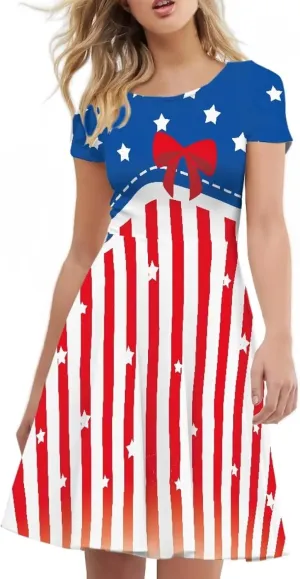 Womens Sexy Plus Size Summer Dresses High Waist Short Sleeve Casual Party Beach Prom Party Midi Sundress S-4XL