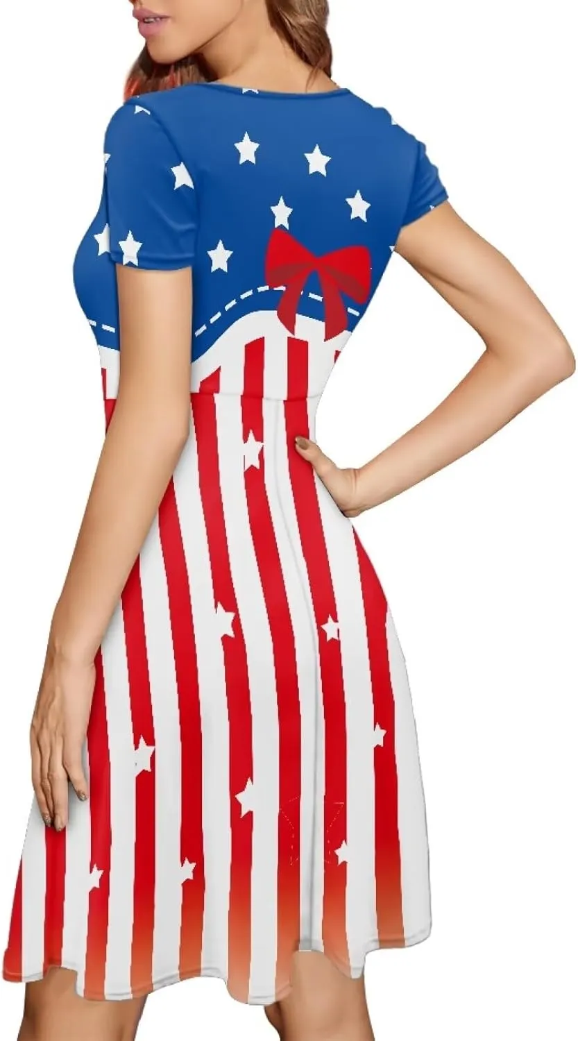 Womens Sexy Plus Size Summer Dresses High Waist Short Sleeve Casual Party Beach Prom Party Midi Sundress S-4XL