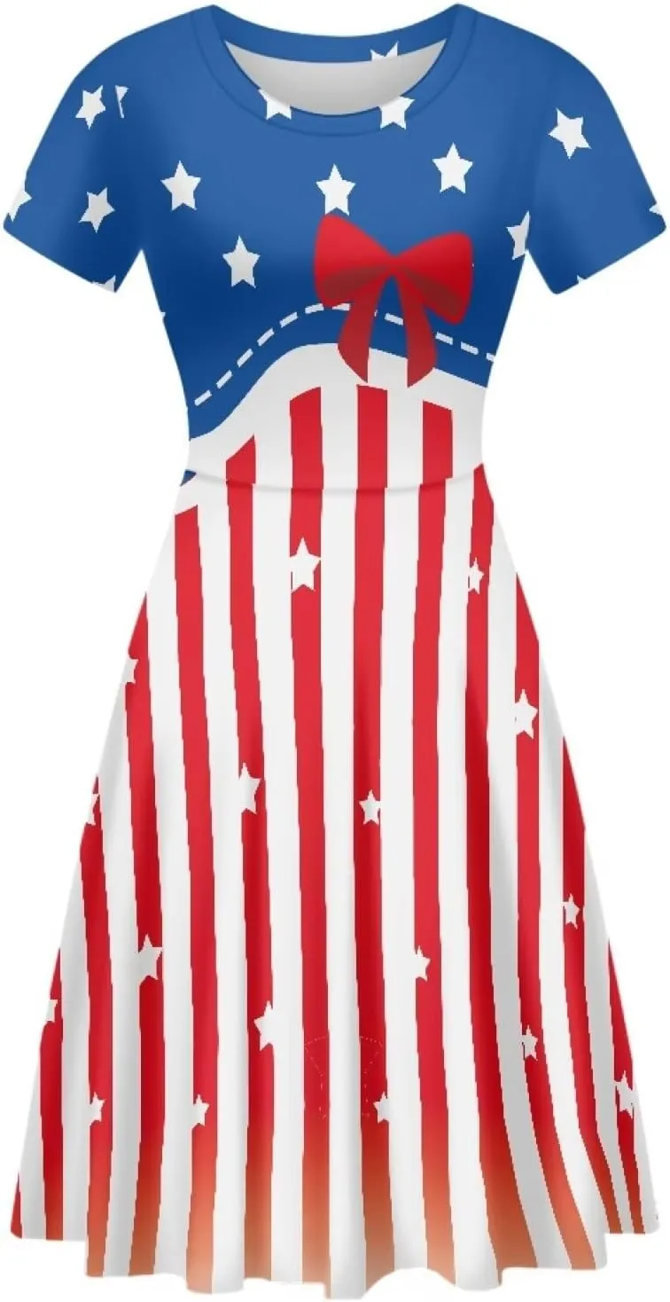 Womens Sexy Plus Size Summer Dresses High Waist Short Sleeve Casual Party Beach Prom Party Midi Sundress S-4XL