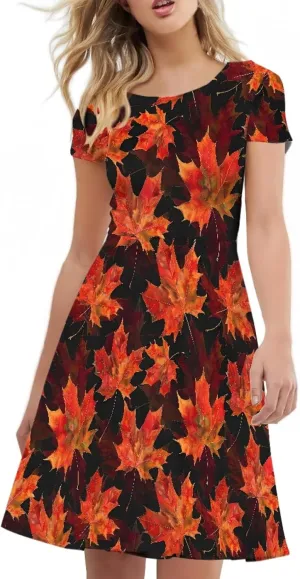 Womens Sexy Plus Size Summer Dresses High Waist Short Sleeve Casual Party Beach Prom Party Midi Sundress S-4XL