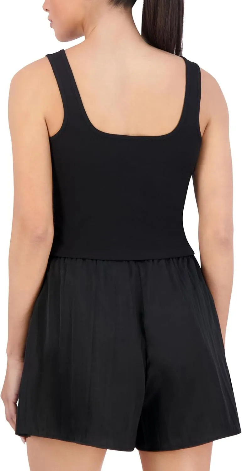 Women's Sleeveless Sweetheart Neck Twist Front Rib Tank Top