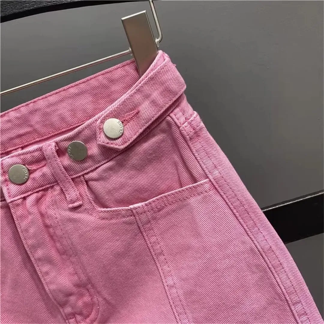 Women's Summer Denim Skirt for High Waisted Slimming A-Line Short Skirt with Wrapped Buttocks