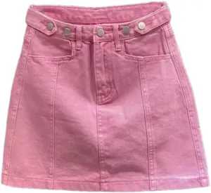 Women's Summer Denim Skirt for High Waisted Slimming A-Line Short Skirt with Wrapped Buttocks