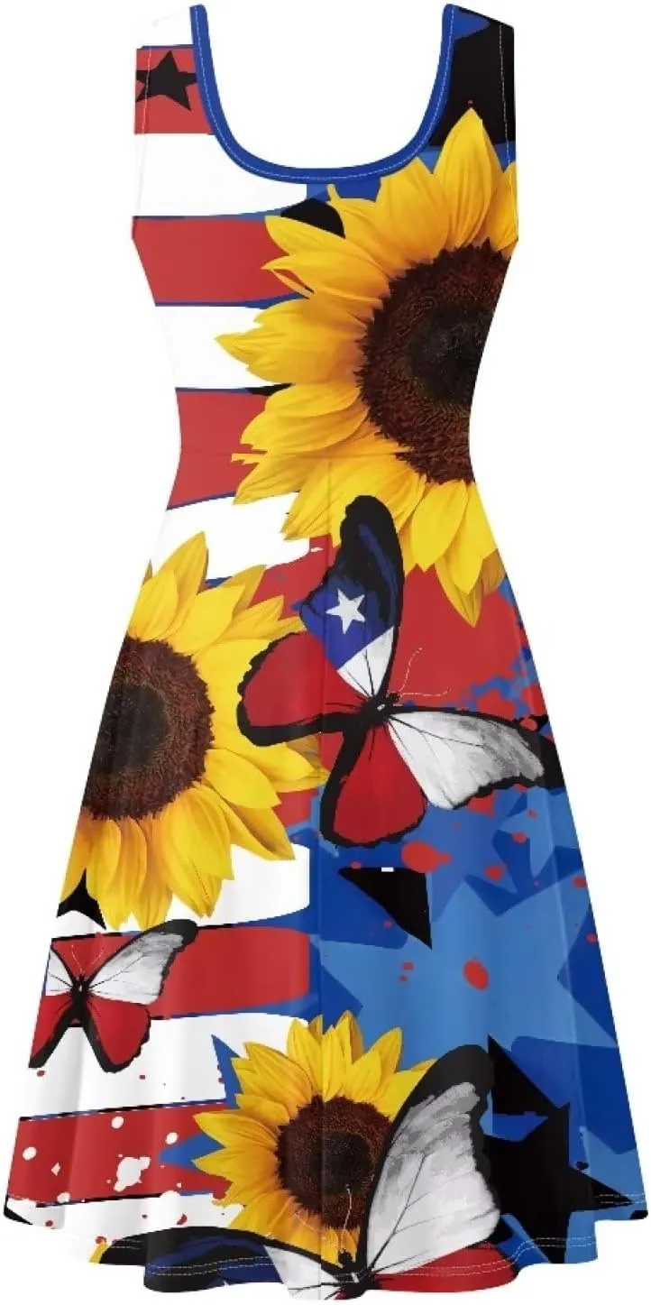 Womens Summer Dresses Halter Plus Size Dress Sleeveless Midi Dress Sundress XS-4XL
