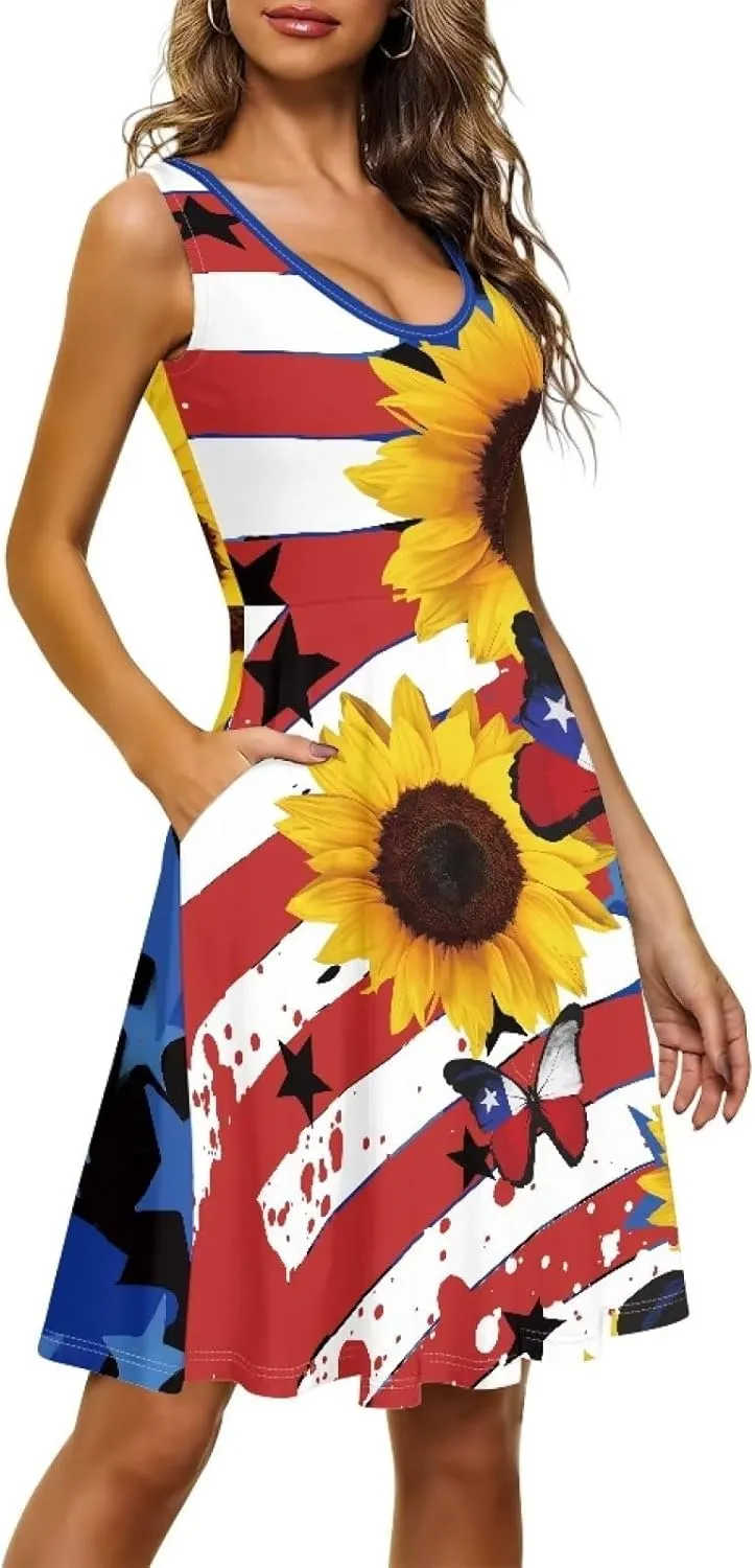 Womens Summer Dresses Halter Plus Size Dress Sleeveless Midi Dress Sundress XS-4XL