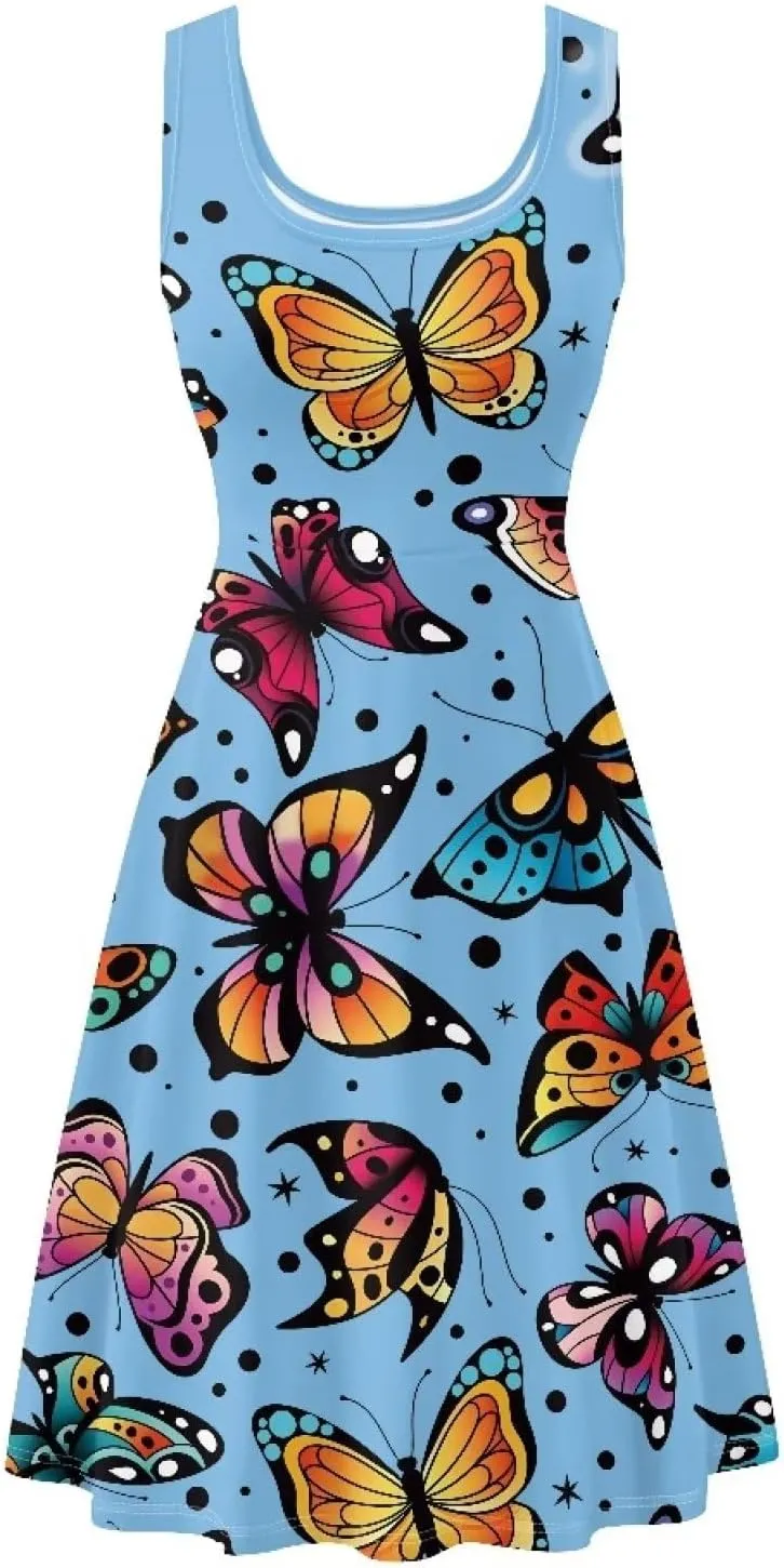Womens Summer Dresses Halter Plus Size Dress Sleeveless Midi Dress Sundress XS-4XL